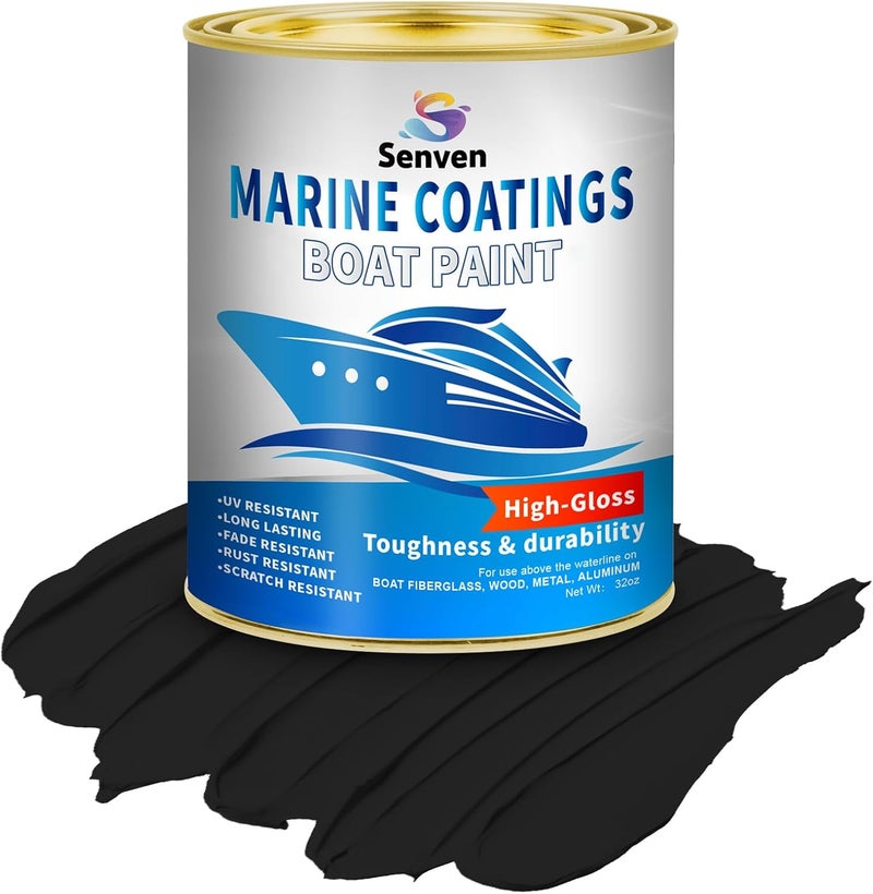 SENVEN Boat Paint 35 Oz Gloss Marine Boat Topside Bottom Enamel Paint for Boats, Wood, Fiberglass, Aluminum, Metals, Oil-Based Epoxy White Black Red Gray Blue - Image 1